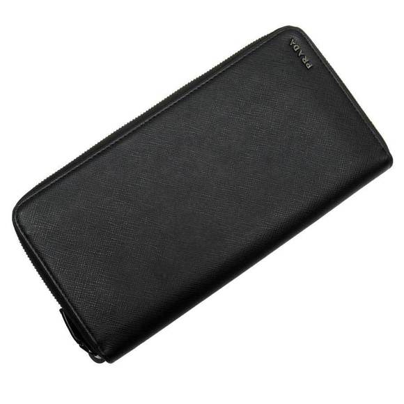 Prada Leather Organizer Black Wallet Nero Saffiano Long Zip - Picture 1 of 3